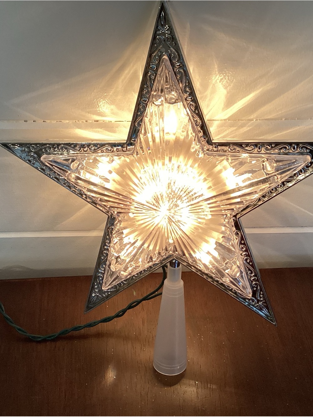 Clear and Silver Illuminated Star Tree Topper - Home Holiday